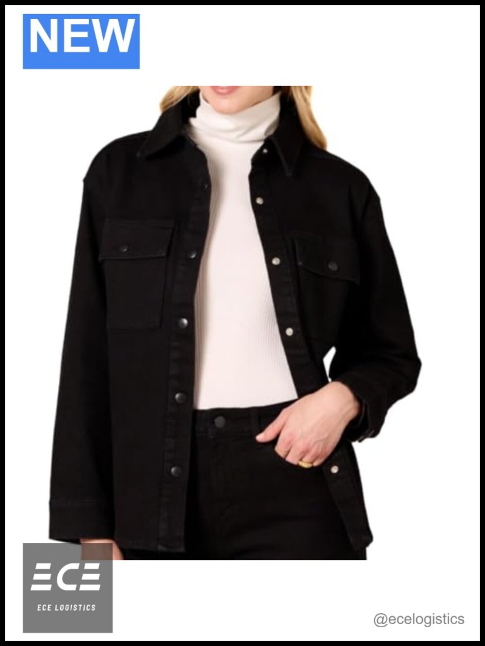 Oversized Heavyweight Denim Shirt Jacket Relaxed Fit Button Front